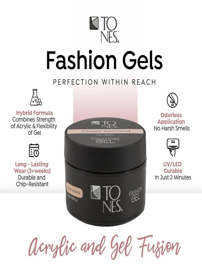 TONES Fashion Gel - Premium, Long-Lasting LED or UV Poly Nail Gel - 7-Free - Quick-Curing Nail Art and Nail Design Overlay or Nail Sculpting - (1.89 Oz, Cover Almond) - Image 2
